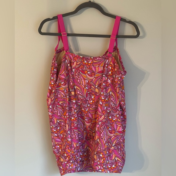 Kim Gravel x Swimsuits For All Blouson Tankini Pink Multi Print Size 16 Swim - Picture 6 of 6